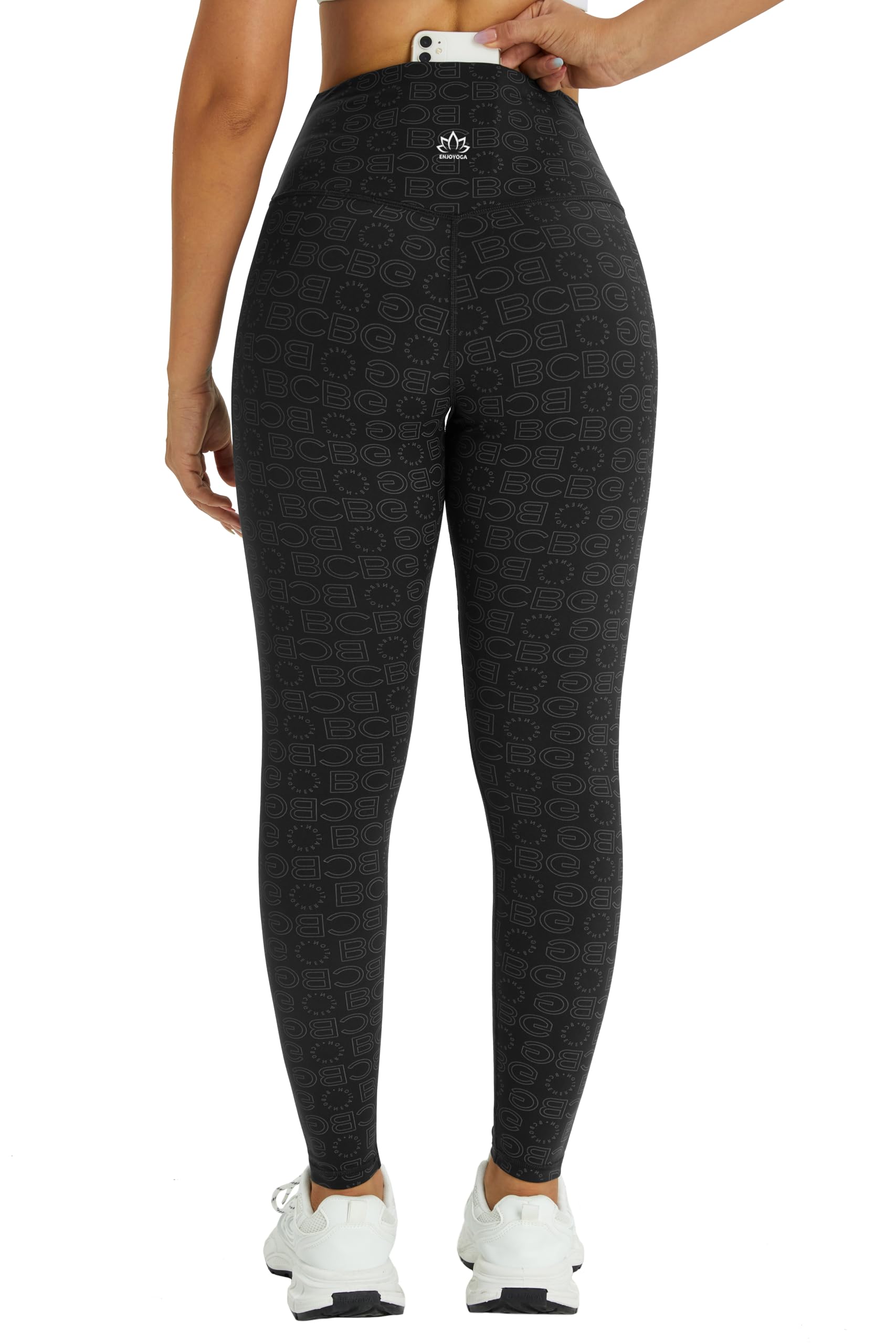 Enjoyoga Leggings Damen High Waist [mit Innentasche] -Blickdicht Sporthose Laufhose für Sport Yoga Gym