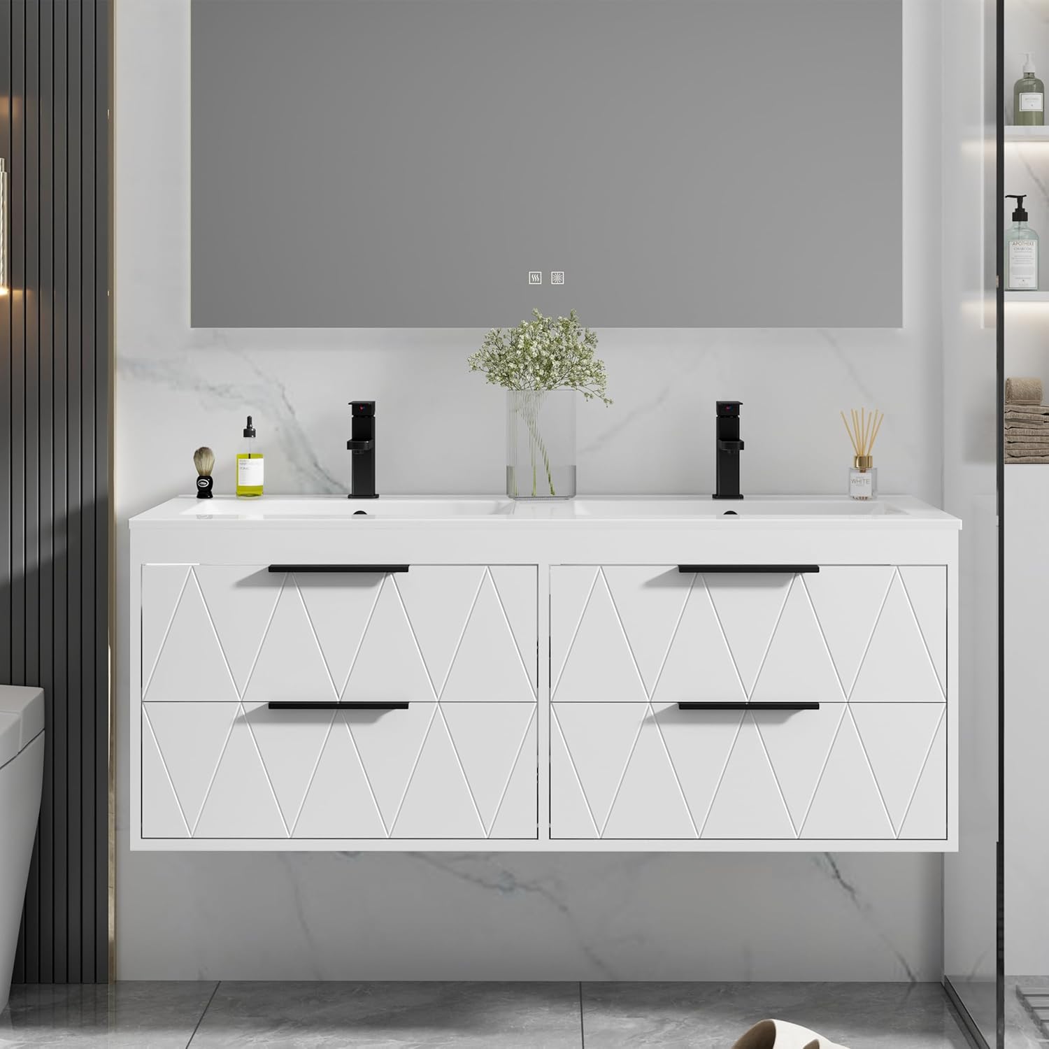 eclife 48" Wall-Mounted Bathroom Vanity Cabinet with Sink Combo