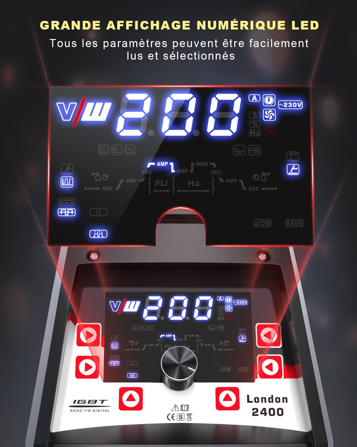 VECTOR WELDING Poste à Souder 4 en 1 TIG AC DC 200A Pulsé MMA Onduleur IGBT