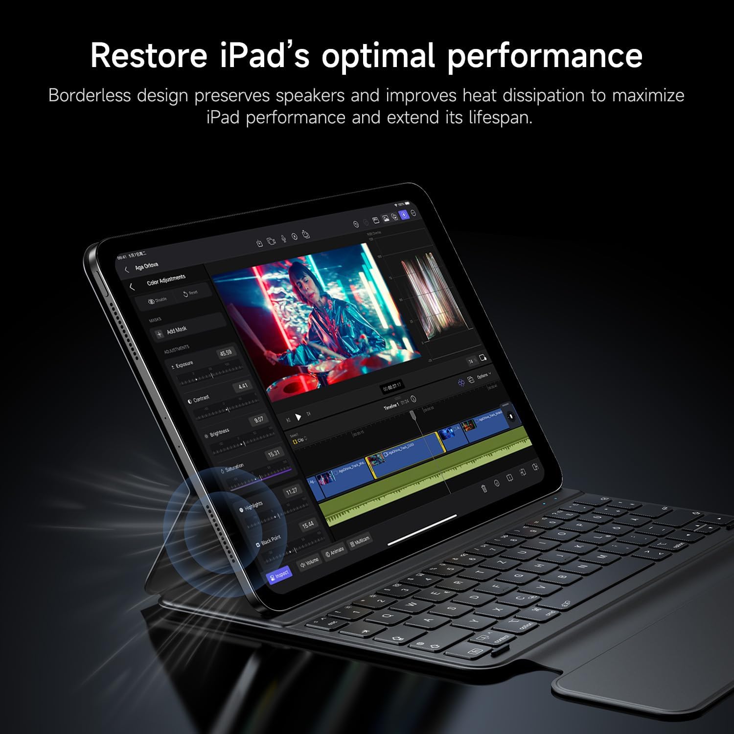 HOU Keyboard Case for iPad Air 11" M2/M3, 5th/4th Gen & Pro 11" (2018–2022, 1st–4th), Ultra Slim Smart Folio with Full-Surface Touchpad, Stylus Holder, and Lens Protection – Ideal for Work & Travel - Image 9