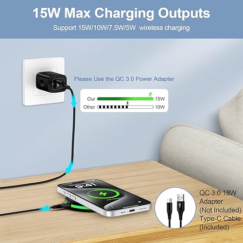 Miniatura 5 de Cargador inalámbrico Samsung Cargador de carga rápida Android para Samsung Galaxy S25 UltraS24S23S22S21S20iPhone 1516 Pro Max 15 W Estación de