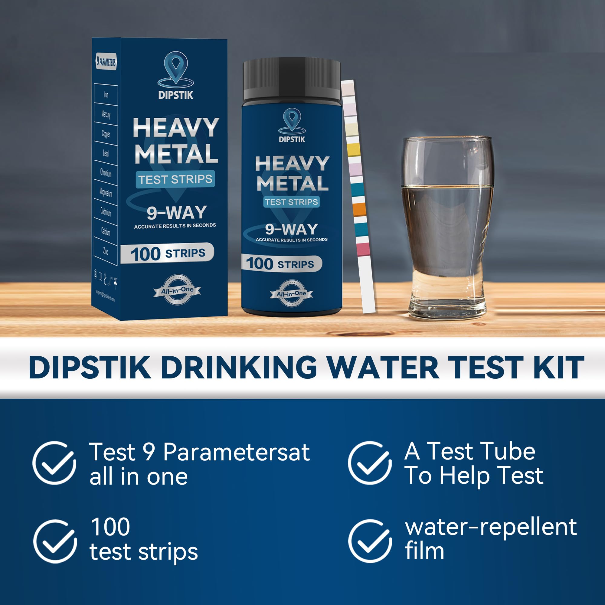9 Way Heavy Metals Water Test Strips 100ct Home Water Testing Kit | for Iron Mercury Copper Lead Chromium Magnesium Cadmium CalciumZinc product thumbnail 6