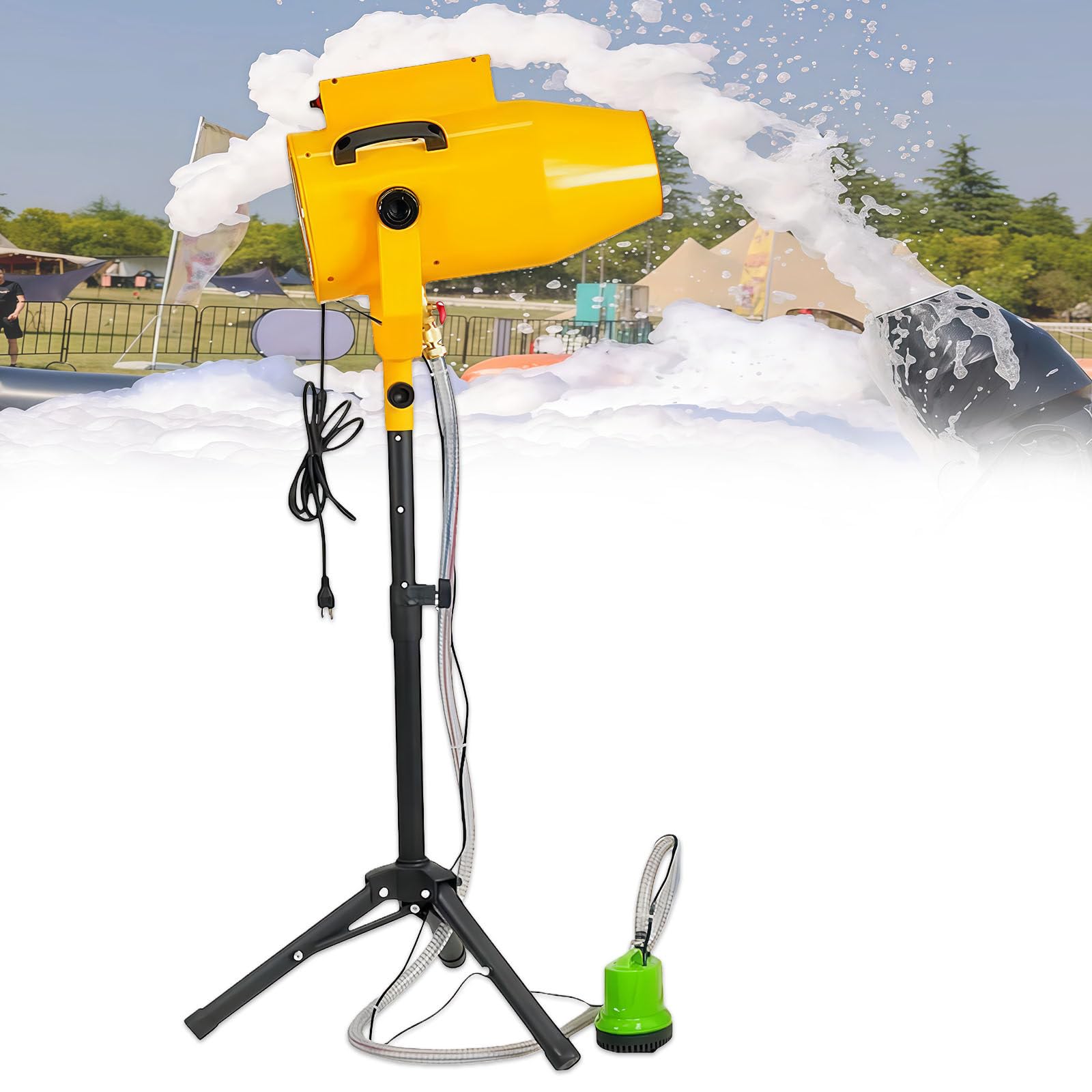 1000w Large Stage Foam Machine, Foam Machine for Party, 180° Shaking Head Bubble Machine with 6-10m Distance and 80㎡ Coverage, for Outdoor, Wedding, Park &amp; Adults Entertainment Yellow