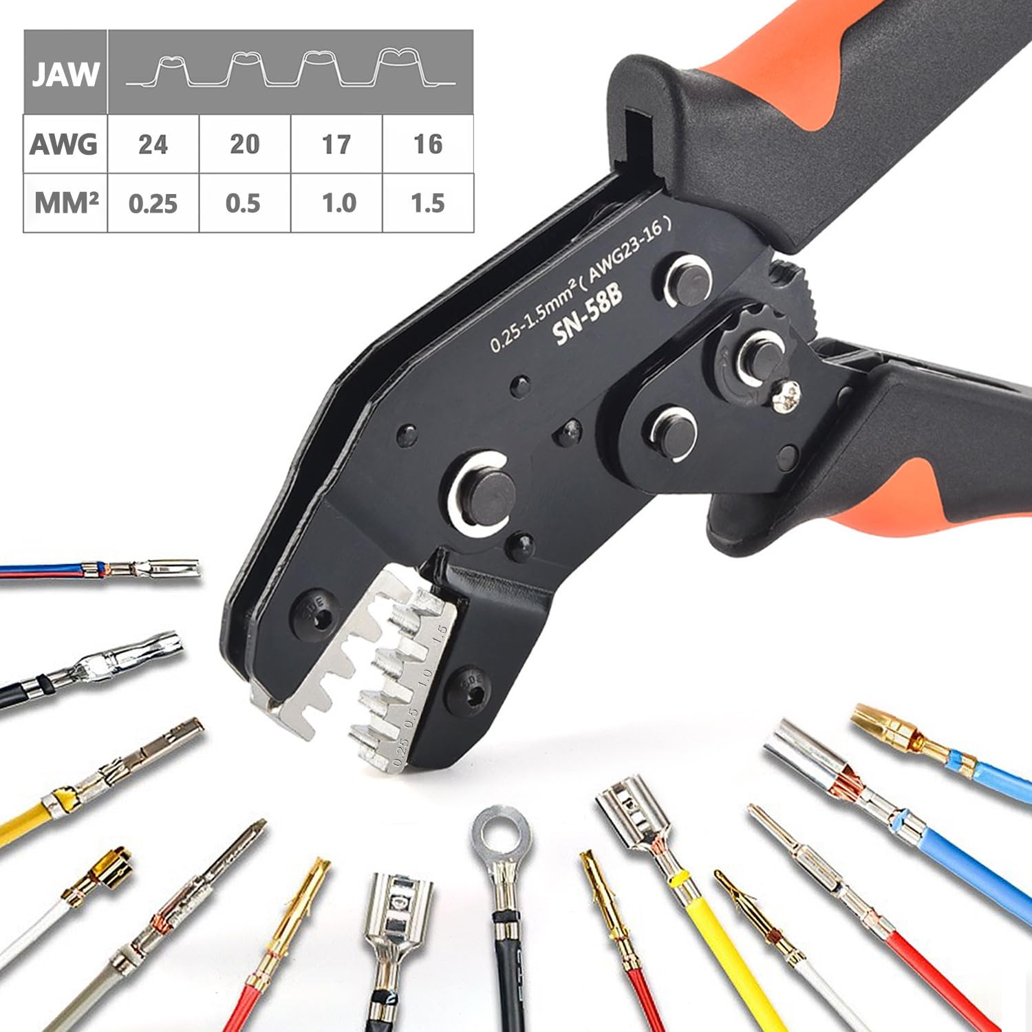 Crimpadora Terminales Eléctricos Profesional 9 en 1, Kit Prensa Alicate de Cravar para Cables Gruesos 0.08-35mm², con 9 Mordazas Intercambiables para MC4, Punteras y Bricolaje