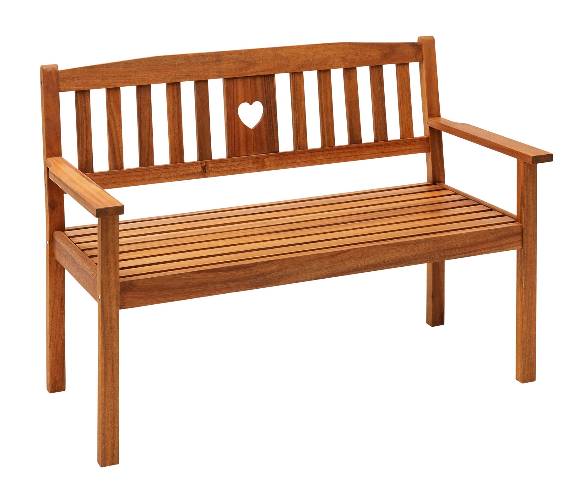 Dehner Gartenbank Heart, braun, 90 x 127 x 61 cm | 2-Sitzer, FSC®-zertifiziertes Akazienholz
