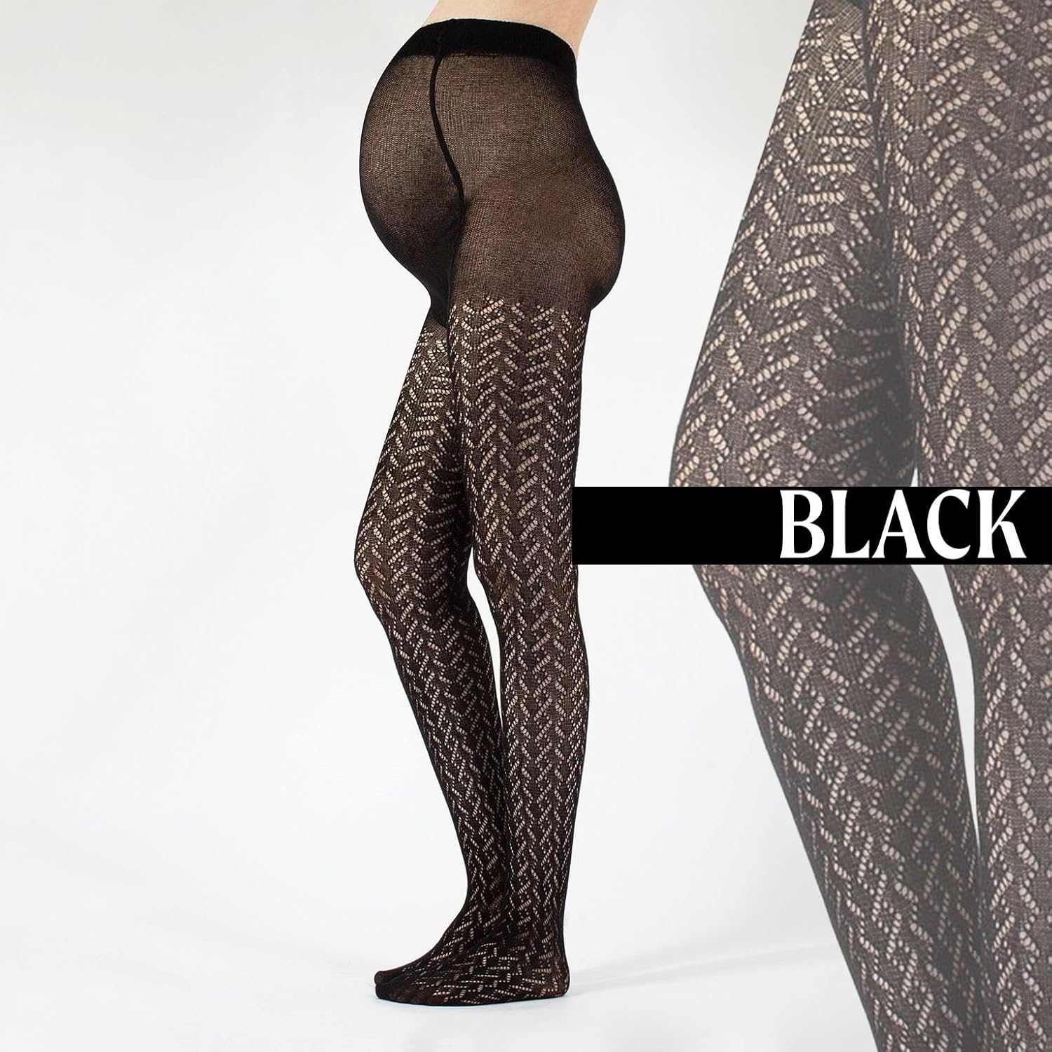 CALZITALY Maternity Tights, Cotton Pregnancy Pantyhose 300 Den | S, M, L, XL | Black & Bordeaux | Made in Italy