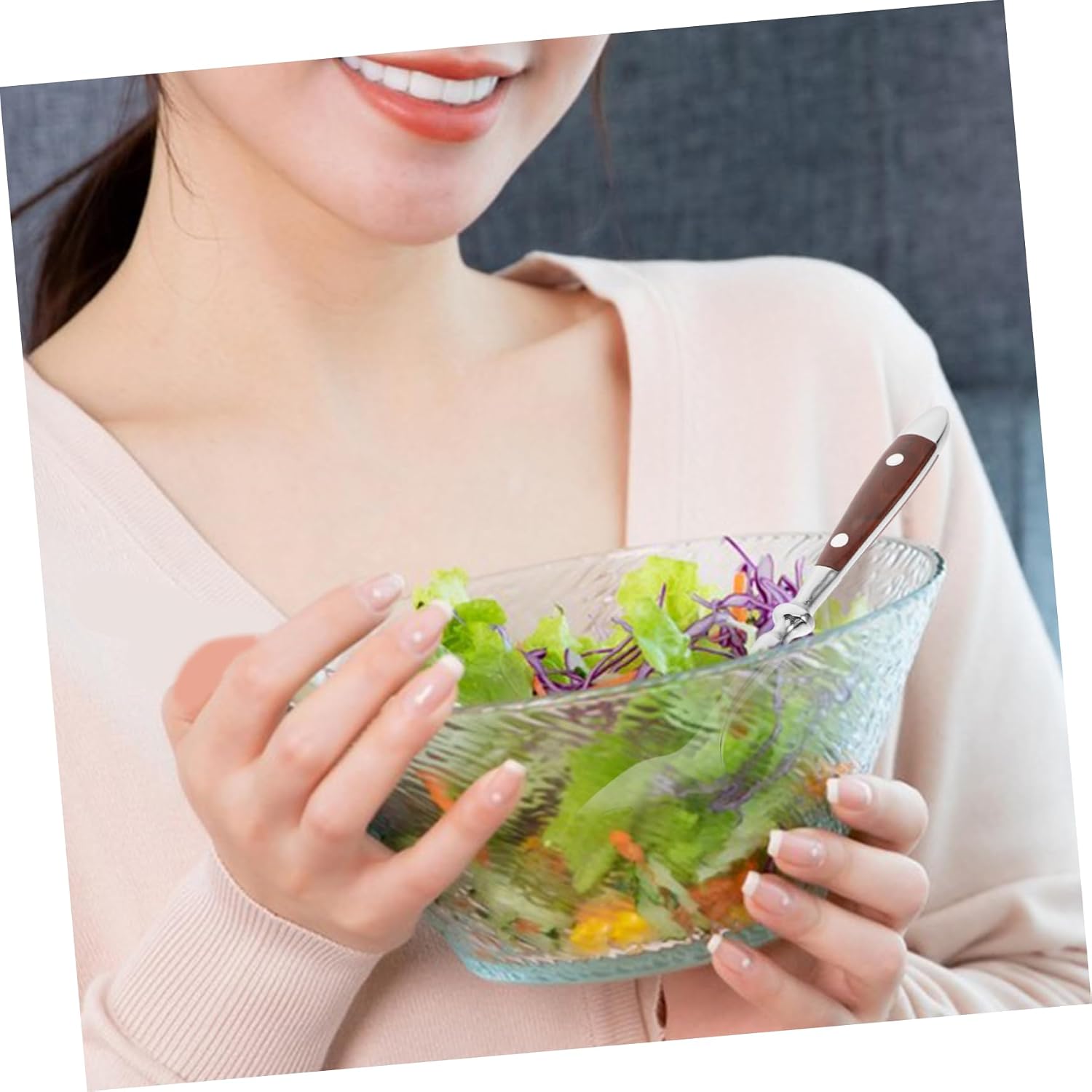 Elegant Wood Handle Salad Forks, 430 Stainless Steel for Dining