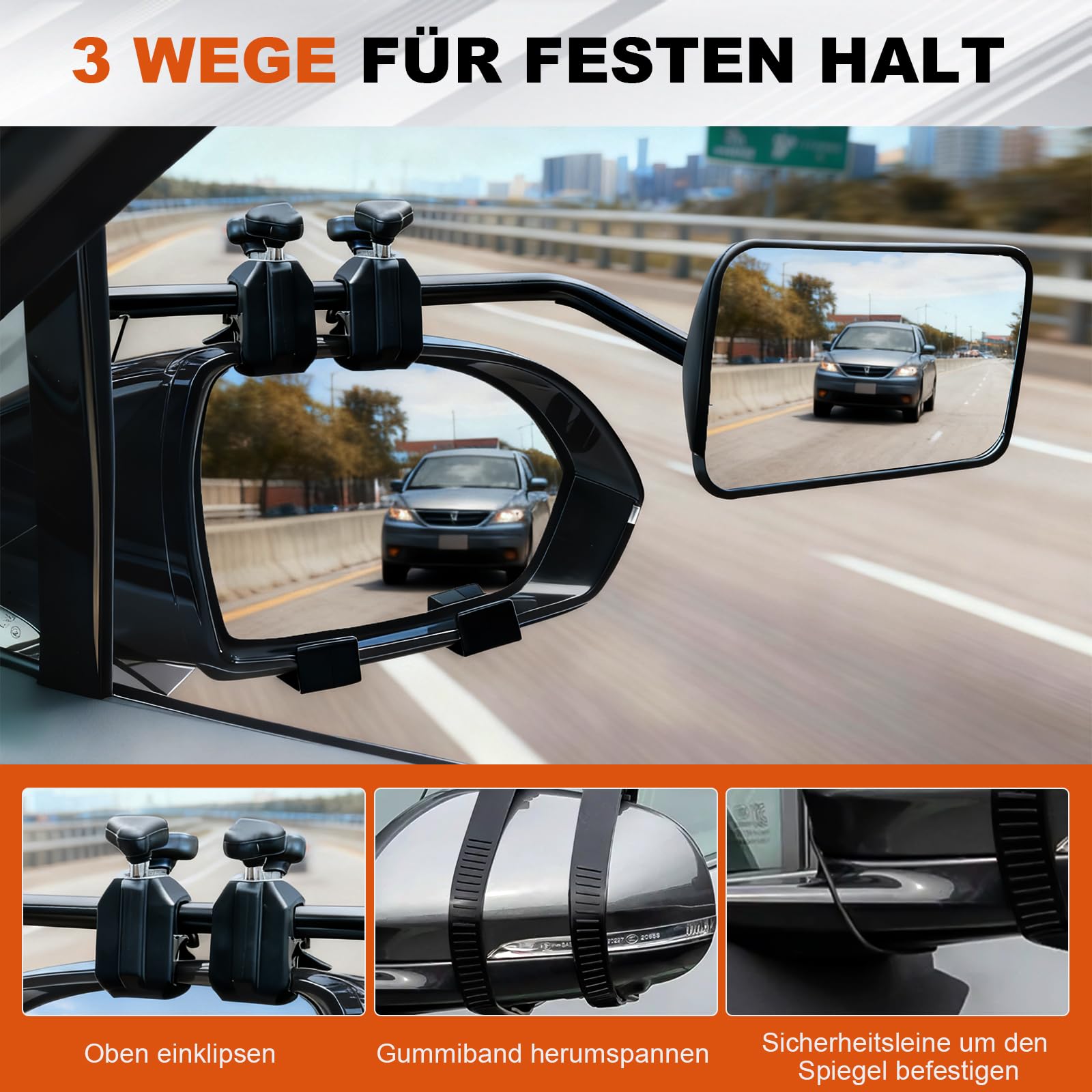 GEARMONSTER Wohnwagen Spiegel, Auto Spiegel für Wohnwagen, Universal Wohnwagenspiegel, 360° verstellbar, Außen Konvexspiegel Autospiegel für alle gängigen Fahrzeugtypen, 2 Stück