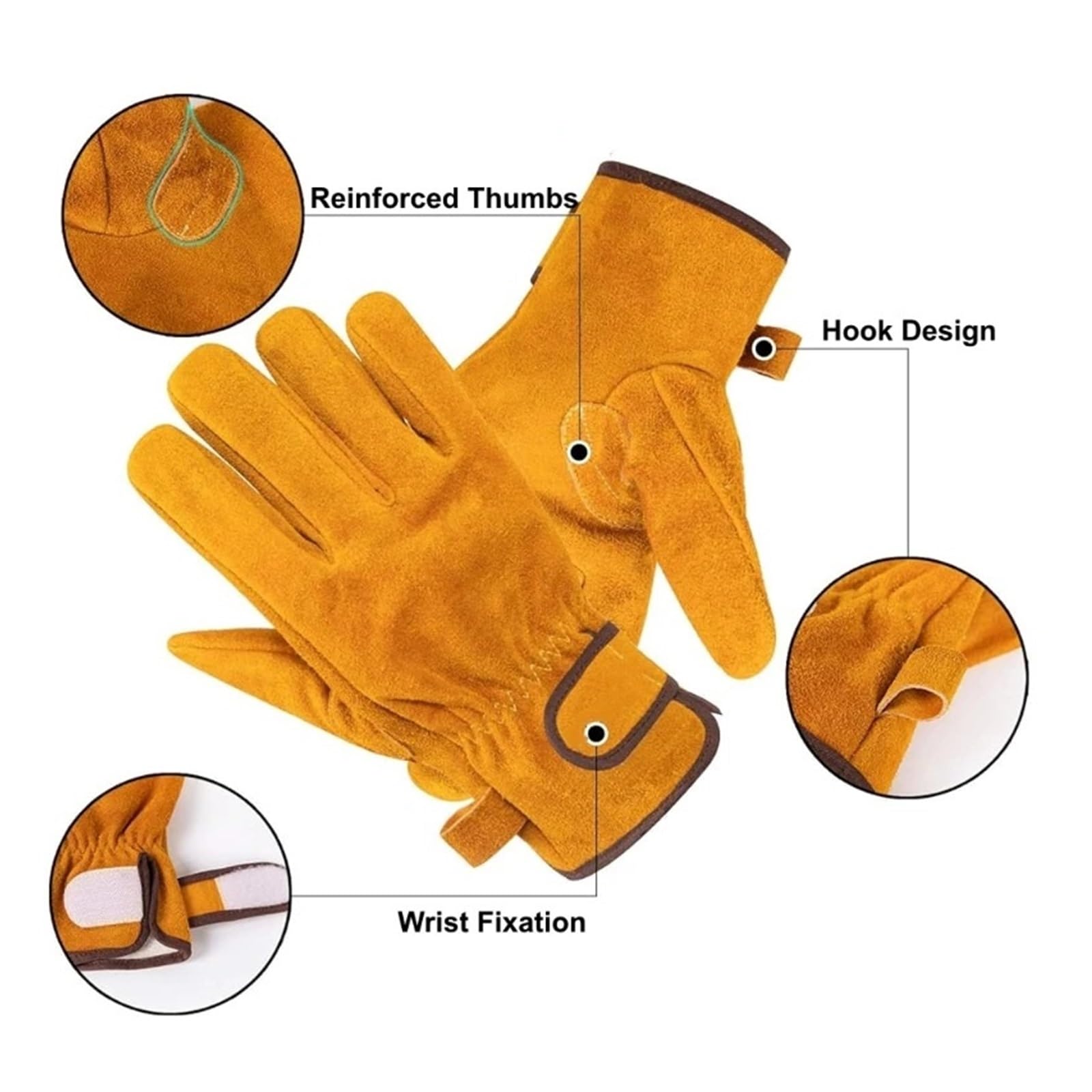 Guantes Soldador Guantes de trabajo seguridad cuero, guantes soldadura resistentes al calor for hombres, industriales for barbacoa Firepalce Forge Furnace(Green 35cm)
