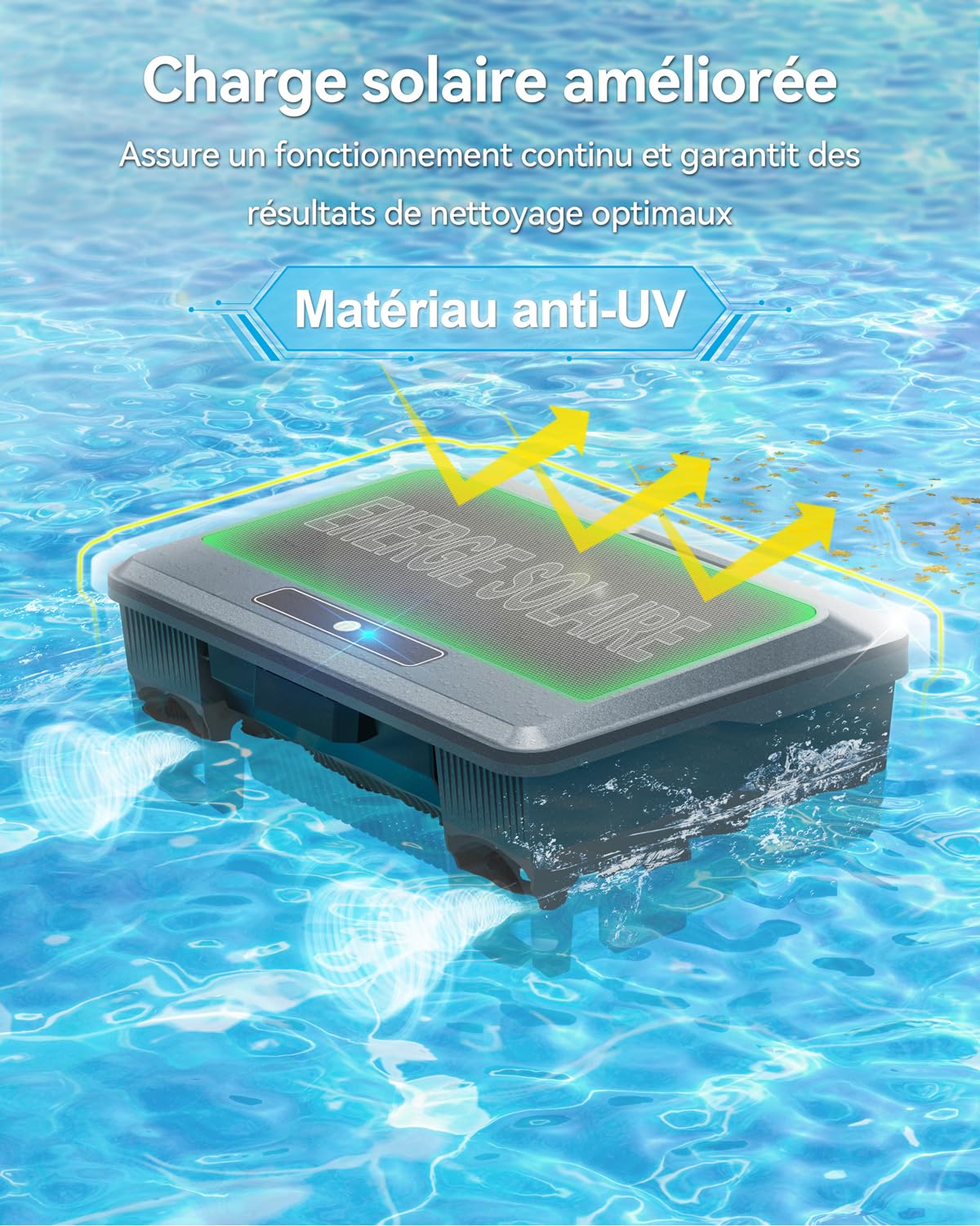 WAVIO (2026 Upgrade) F1T Robot Skimmer Solaire de Piscine, Contrôle Via App, Double Options de Recharge, Anti-Obstacle Intelligent, Nettoyage Automatique 24/7, Idéal pour Piscine Hors Sol, Gris