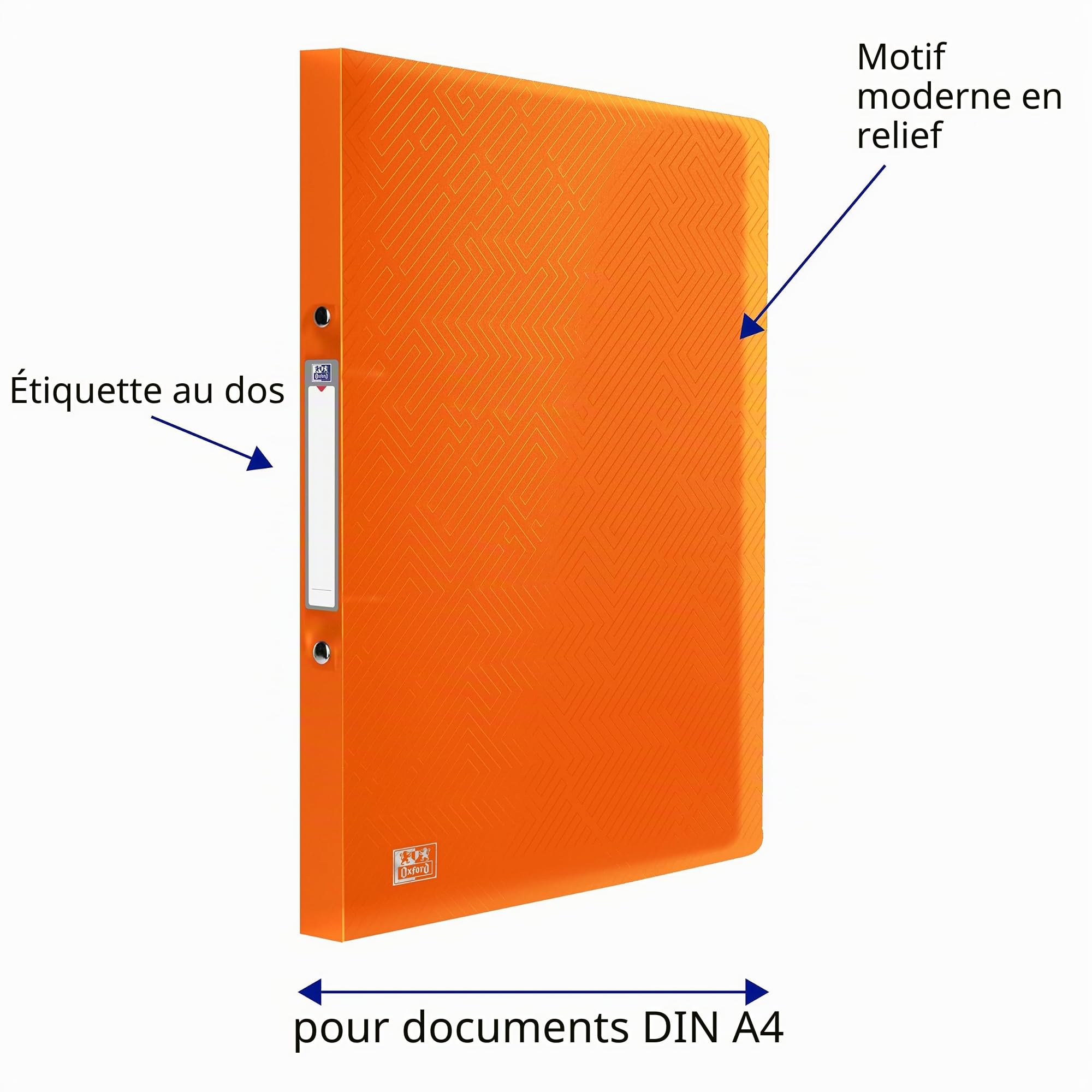 Oxford Lot de 10 classeurs Urban - Format A4 - Dos : 2 cm - 2 anneaux - 8 couleurs - Format A4