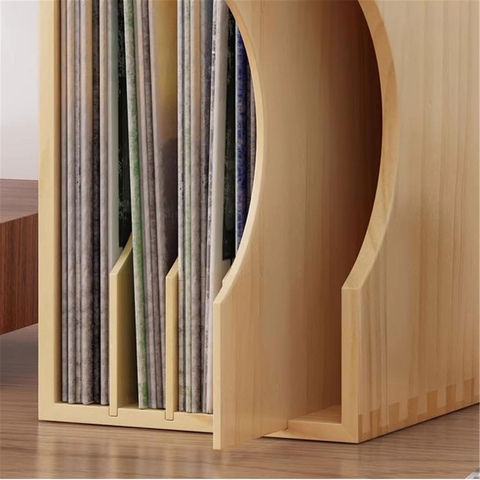 Supporto per dischi in vinile in legno, minimalista, per CD, album, da tavolo, per la casa, il soggiorno