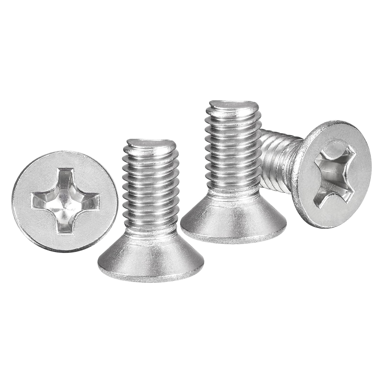 METALLIXITY Phillips Flat Head Machine Screws Bolts (M6-1x14) 60Pcs, Stainless Steel 304 Countersunk Cross Screws - for Household Indoor Maintenance Installment DIY, Silver