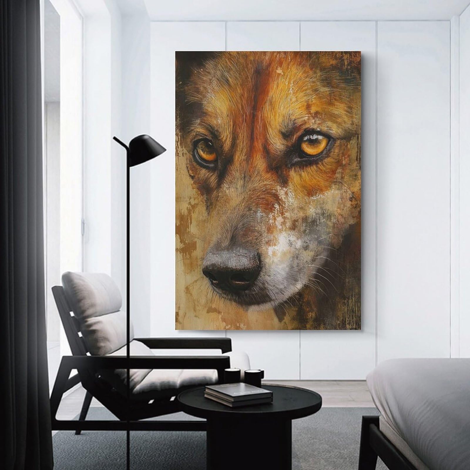 Junmoney Canvas Wall Decor Wolf Portrait(2), 20x30inch(50x75cm), for Bedroom Decor, Cosy Corners Or Studios, Decorative Wall Art for Cosy Rooms