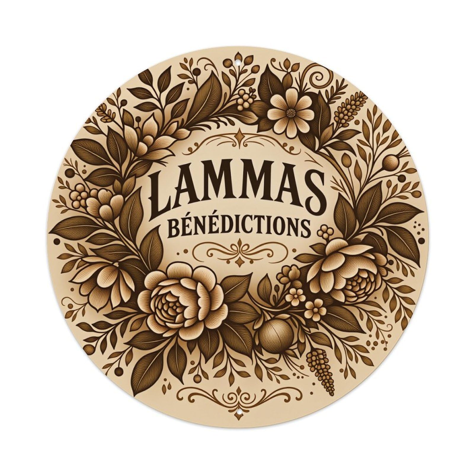 Floral Wreath With Leaves And Flowers Round Tin Sign Vintage Style Metal Sign Home Bar Garden Wall Plaque Decor Metal Poster 8x8 Inch