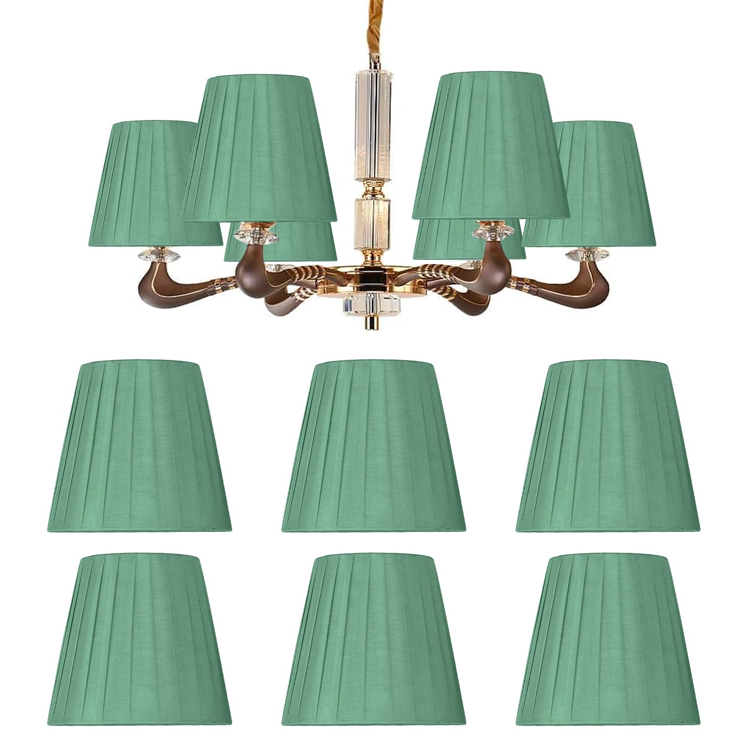 6 Stück Stoff Lampenschirm 14×13×9 cm Blau E14 Clip Pleated Kerze Kronleuchter Nachttisch Lampenschirm Modern Kleiner Tischlampenschirme für Wandleuchte Stehlampe Beleuchtung