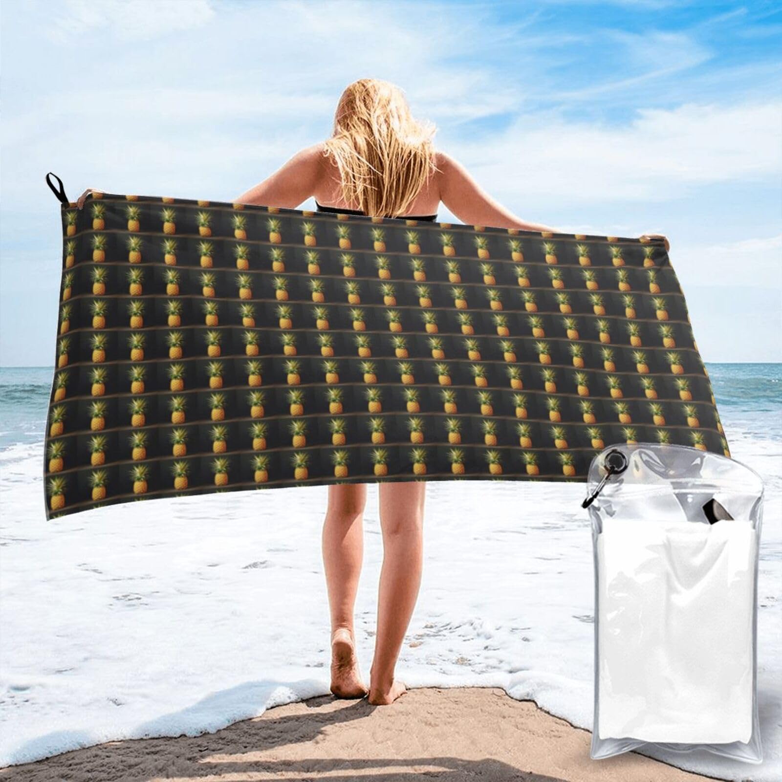 pojknbv Pineapple Painting Print Travel Gym Towel For Beach Camping Hiking Yoga Lightweight Reusable Versatility
