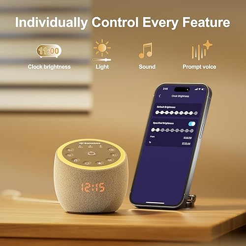 Miniatura 4 de Máquina de sonido de ruido blanco para dormir, 361 sonidos relajantes, control inteligente de aplicación, botones personalizados, sonidos naturales