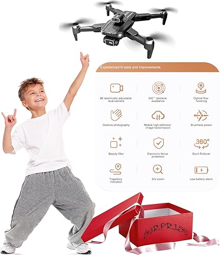 Miniatura 9 de Drone 4k (equipado con cámaras duales), dron plegable, dron a pequeña escala con función de ajuste de altura, giroscopio de seis pasos, foto