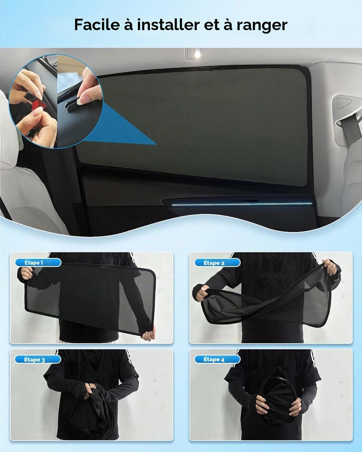 Set de 2 Pare-Soleil pour Voiture pour Audi Q4 e-tron (2021–2025), Pare-soleils pour fenêtres latérales arrières – Tissu en Maille Respirant, Protection UV et Thermique, Protection visuelle pour bébé