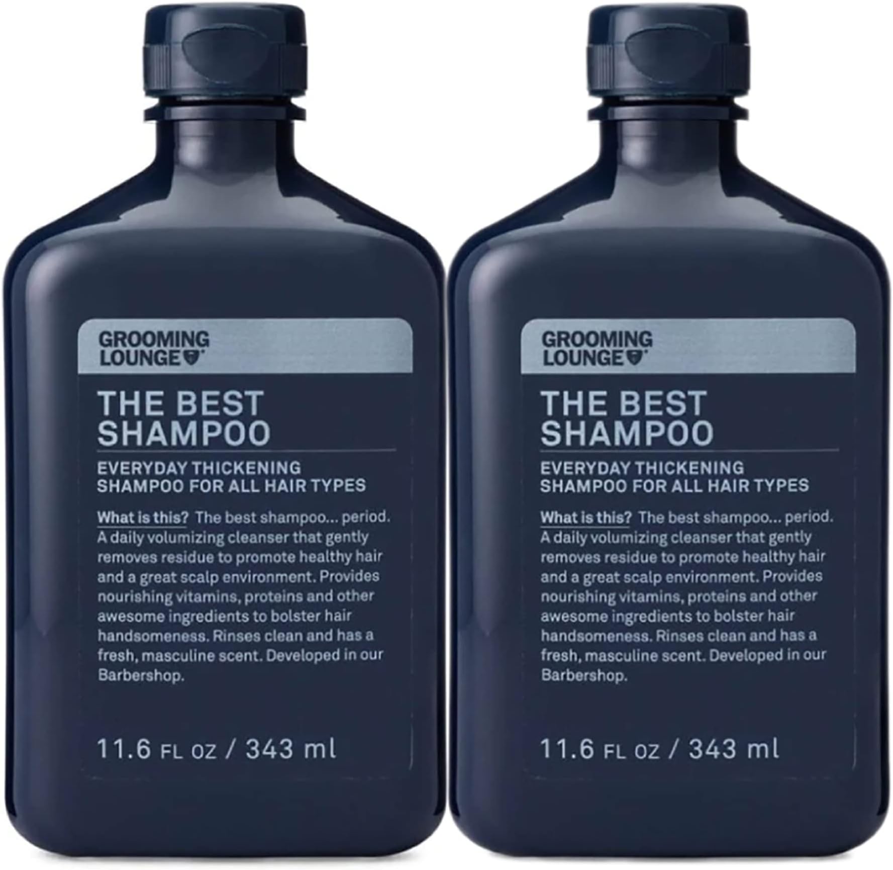 Grooming LoungeThe Best Shampoo - Scalp Clarifying, Frizz Control Hair Wash for Men - Promotes Hair Length and Strength - Clean, Stimulating Peppermint Fragrance with Rosemary for Regrowth - 2 pack