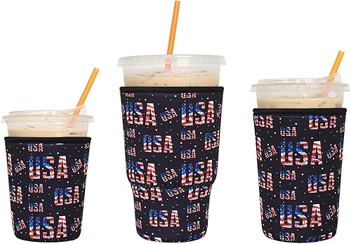 Xumbtvs - Paquete de 3 fundas reutilizables para café helado, fundas aislantes para bebidas frías, portavasos de neopreno para café Starbucks, café