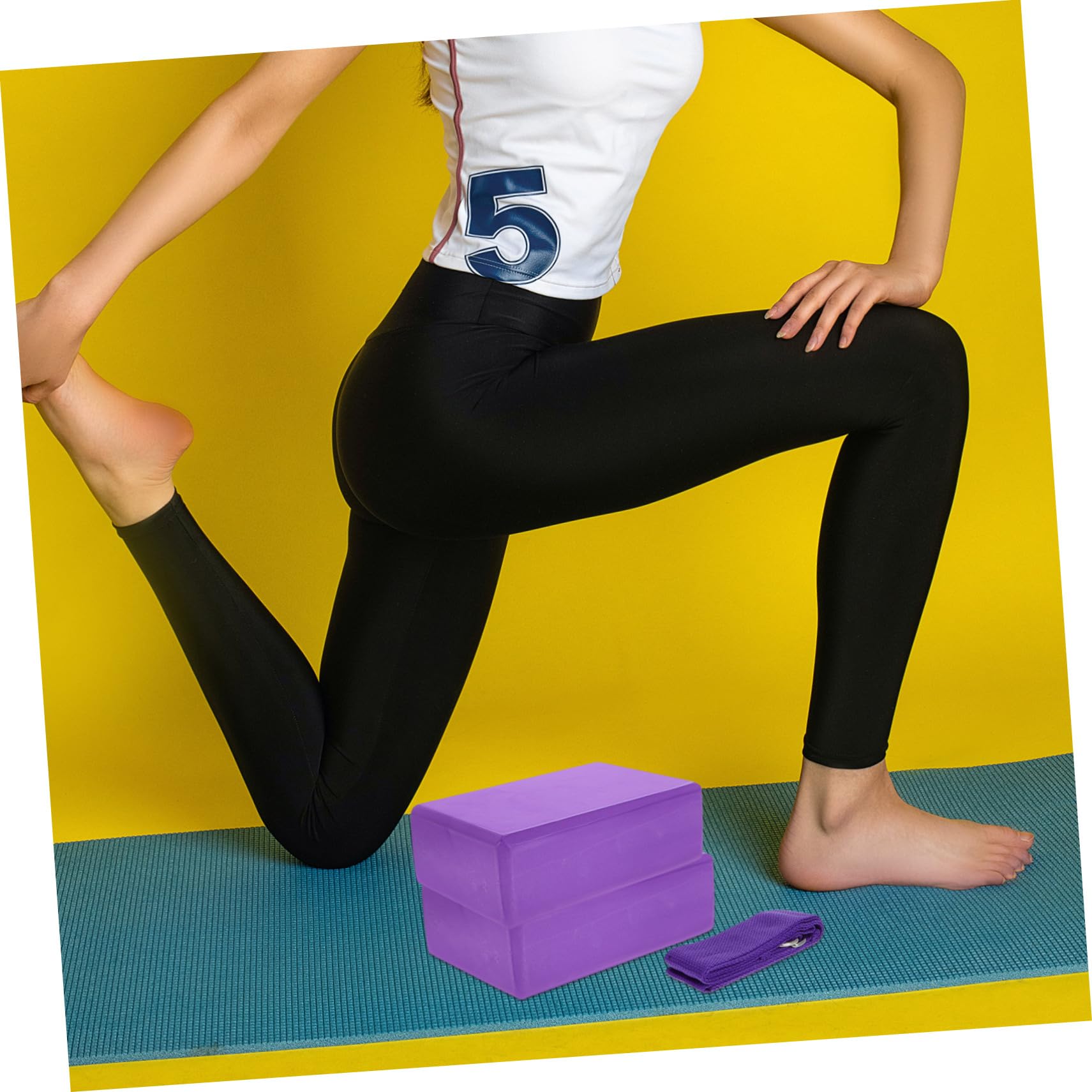 SUPVOX Set 3 Pezzi Blocchi Yoga in Schiuma e Cinghia Di Estensione, Blocco Yoga Rettangolare Con Bordi Morbidi, Kit Flessibilità e Supporto Per Pilates, Esercizi e Stretching in Palestra o All’aperto