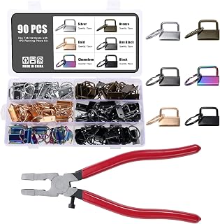 Knpwer 90 Pcs Key Fob Hardware 1 Inch,6 Colors Key Fob Pliers,Lanyard Keychain Hardware for DIY Keychain Wristlet Lanyards Belts