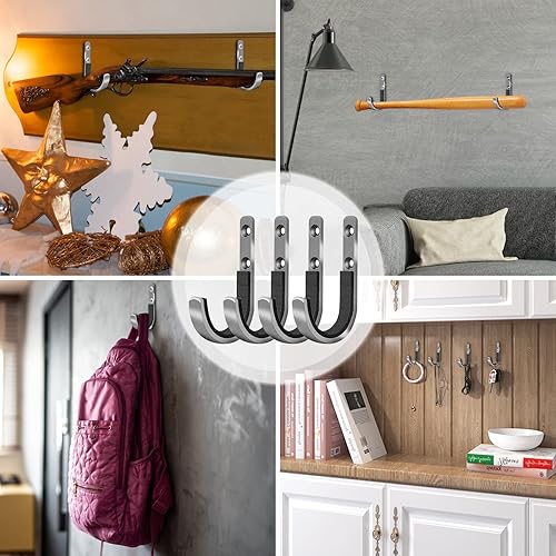 Miniatura 3 de Ganchos seguros para pistola para pared, estante de acero resistente para rifle y escopeta con acolchado suave para un almacenamiento y exhibición