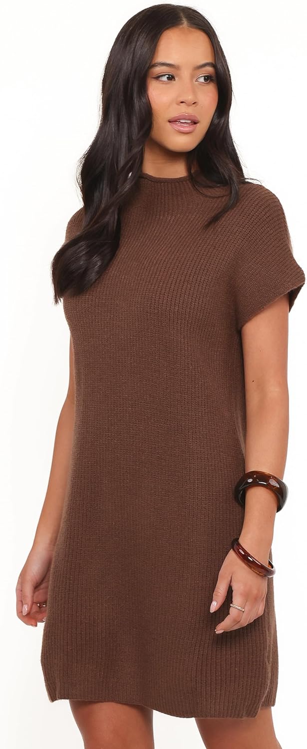 Petal & Pup Wright Knit Mini Dress - Chocolate Brown XL