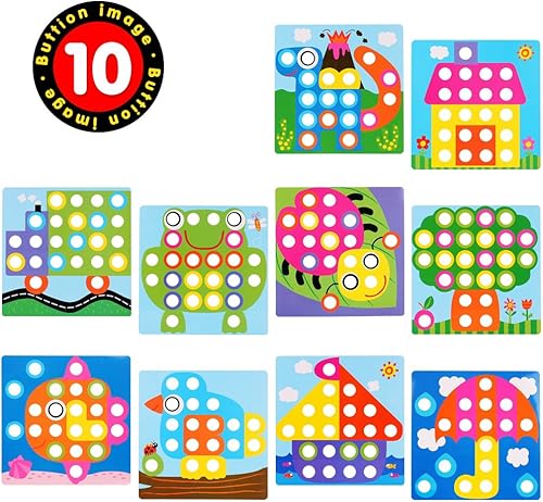 Miniatura 3 de Botón de color de arte coincidencia de mosaico AMOSTING pegboard aprendizaje temprano juguetes educativos para niños y niñas