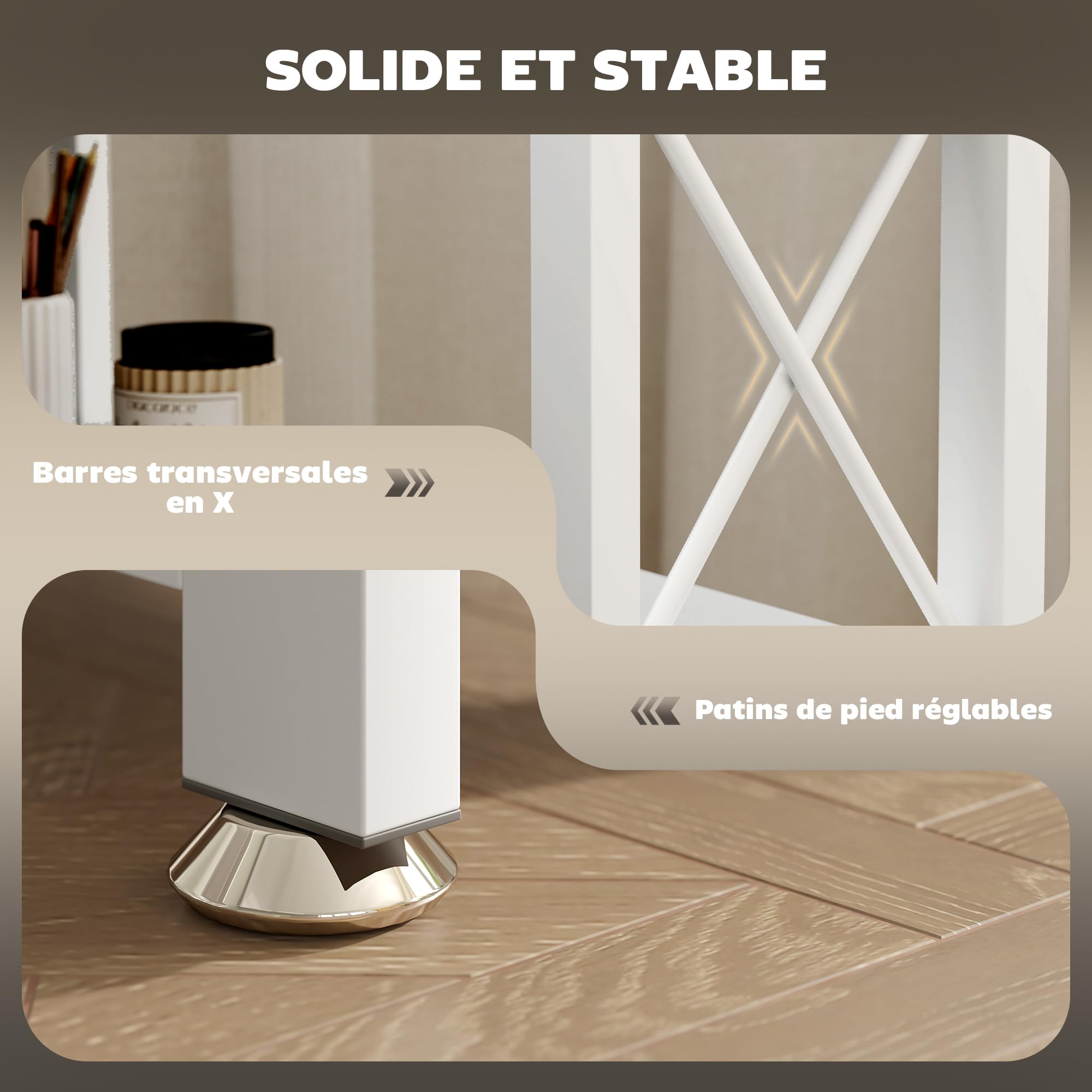 HOMCOM Bureau d'angle modulable réversible, Salon, 135 x 110 x 75 cm, Blanc