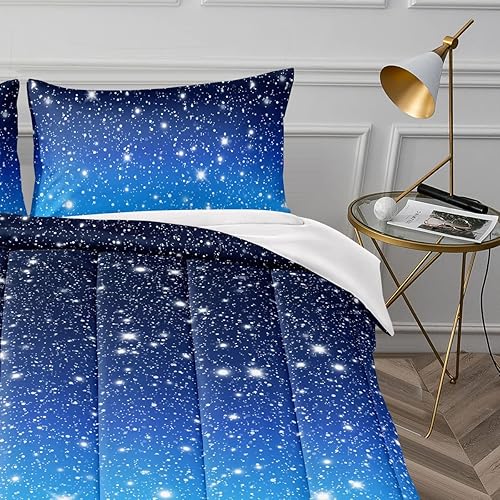 Miniatura 4 de Juego de edredón con purpurina degradado, tamaño Queen, juego de ropa de cama de galaxia rosa y morado para niños, niñas y mujeres, colorido arco