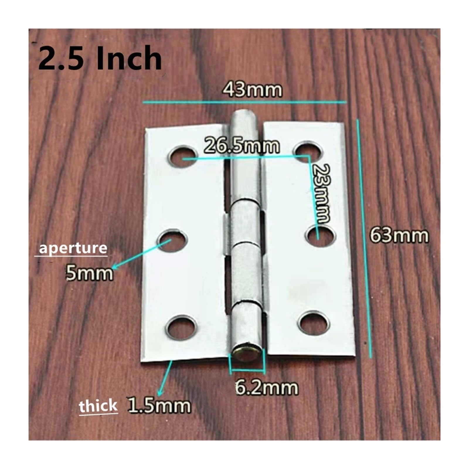 Minibisagra Bisagra pequeña Bisagras de acero inoxidable de 1/1, 5/2/2, 5/3 pulgadas, Conector de puerta, cajón, estantería, ventana, conector for gabinete, herrajes for muebles(2pcs 2.5 Inch)