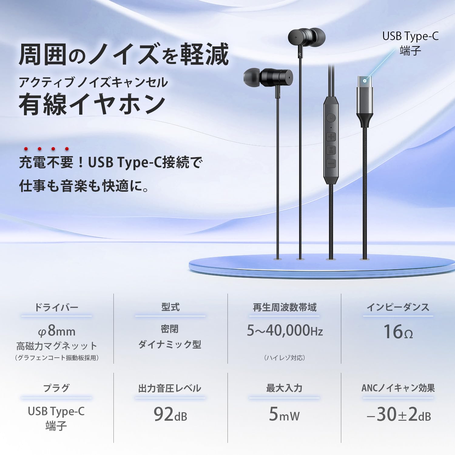Amazon.co.jp: 【Hi-Unit正規品】 Type-C 有線イヤホン グラフェン振動