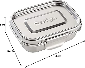 Smidge Stainless Steel Lunch Box Small 300ml Ovenproof, Freezerproof, Dishwasher Safe Leakproof Food Container, Reusable Metal Lunchbox for School, Office or Picnics - Ideal for Snacks
