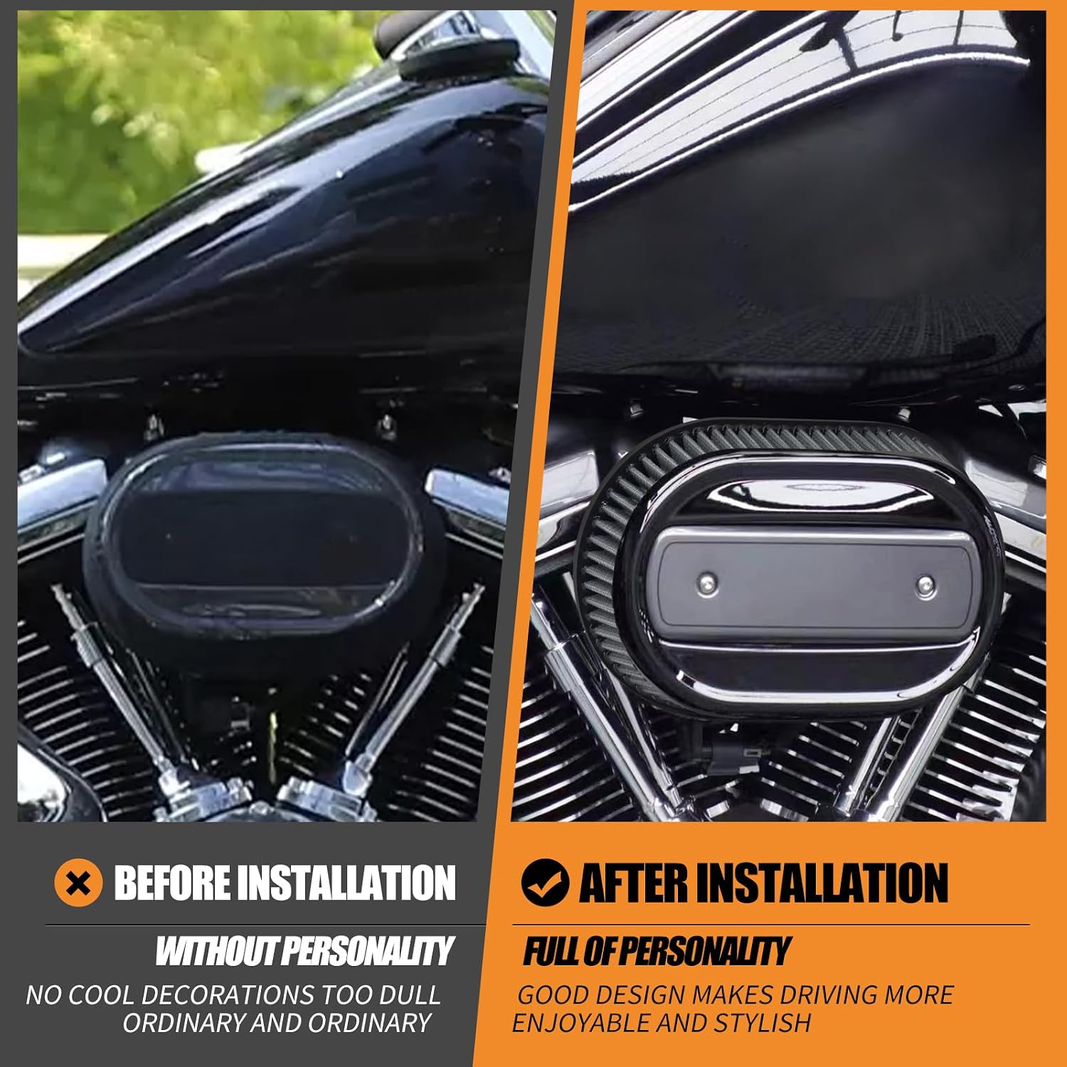Motorcycle Air Filter Replacement Air Cleaner Element Fit for Harley Softail Fat Street Bob FXDB Touring Road Street Glide 2018-2024 (Grey)