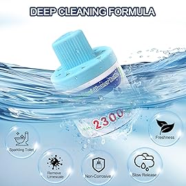 Msvvko Toilet Bowl Cleaners, Automatic Long-Lasting Blue Toilet Cleaner Bottle, Septic Safe Toilet Bowl Tablets in Bottles, Fresh Bathroom & Deodorize, 9 Pack, 2300 Flushes Each