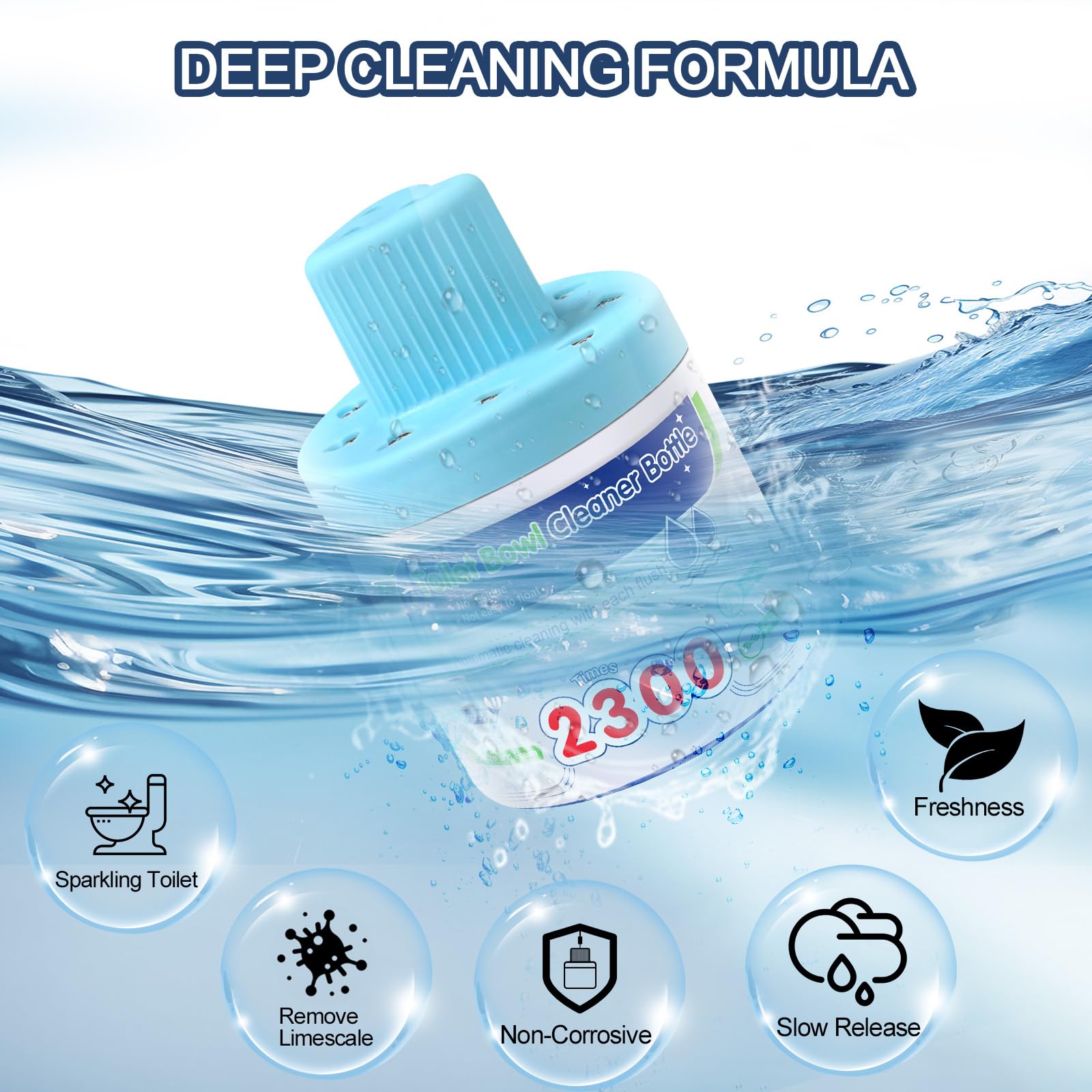 Msvvko - Limpiador de inodoro, botella de limpieza automática de inodoro azul de larga duración, tabletas seguras para tanque séptico en botellas, limpia y evita la acumulación D