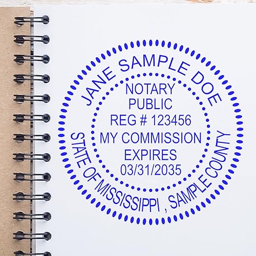 Miniatura 3 de MaxLight MS - Sello de notario para notario público de Mississippi, sello de notario redondo, impresión de 1-58 pulgadas, disponible en 5 colores de
