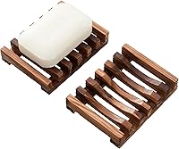 Vowupt Set of 2 Bamboo Wooden Soap Dishes for Shower - Self-Draining Bar Soap Holder for Bathroom & Homemade Soaps