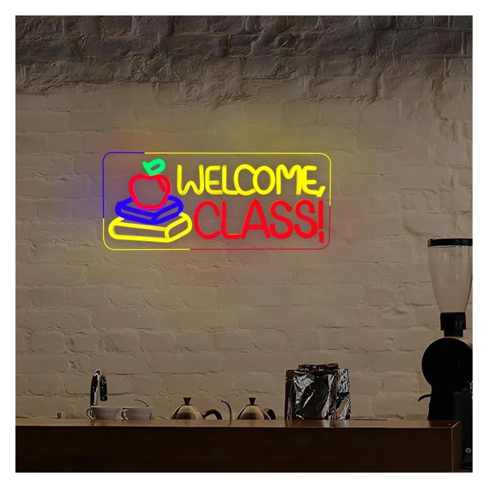 Insegna al per neon a LED Welcome Class utilizzata per l'ingresso del negozio, per il funzionamento e la decorazione murale club 18cmх42cm