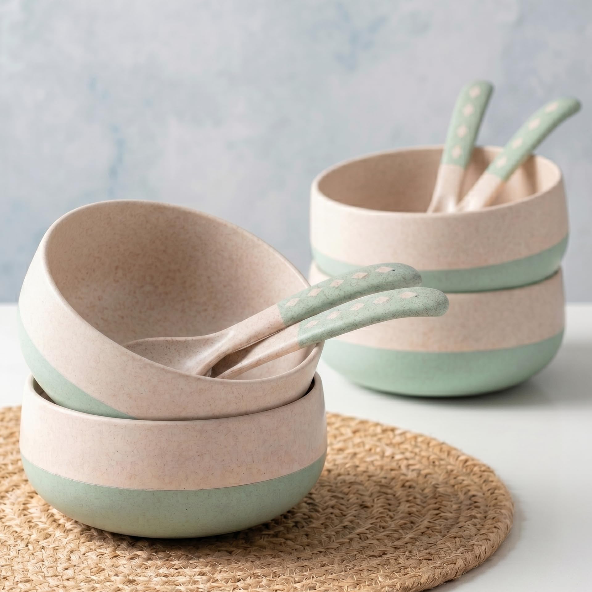 Eha Earth-Friendly Soup Bowls with Spoons | 250 ml | Made with Rice Husk