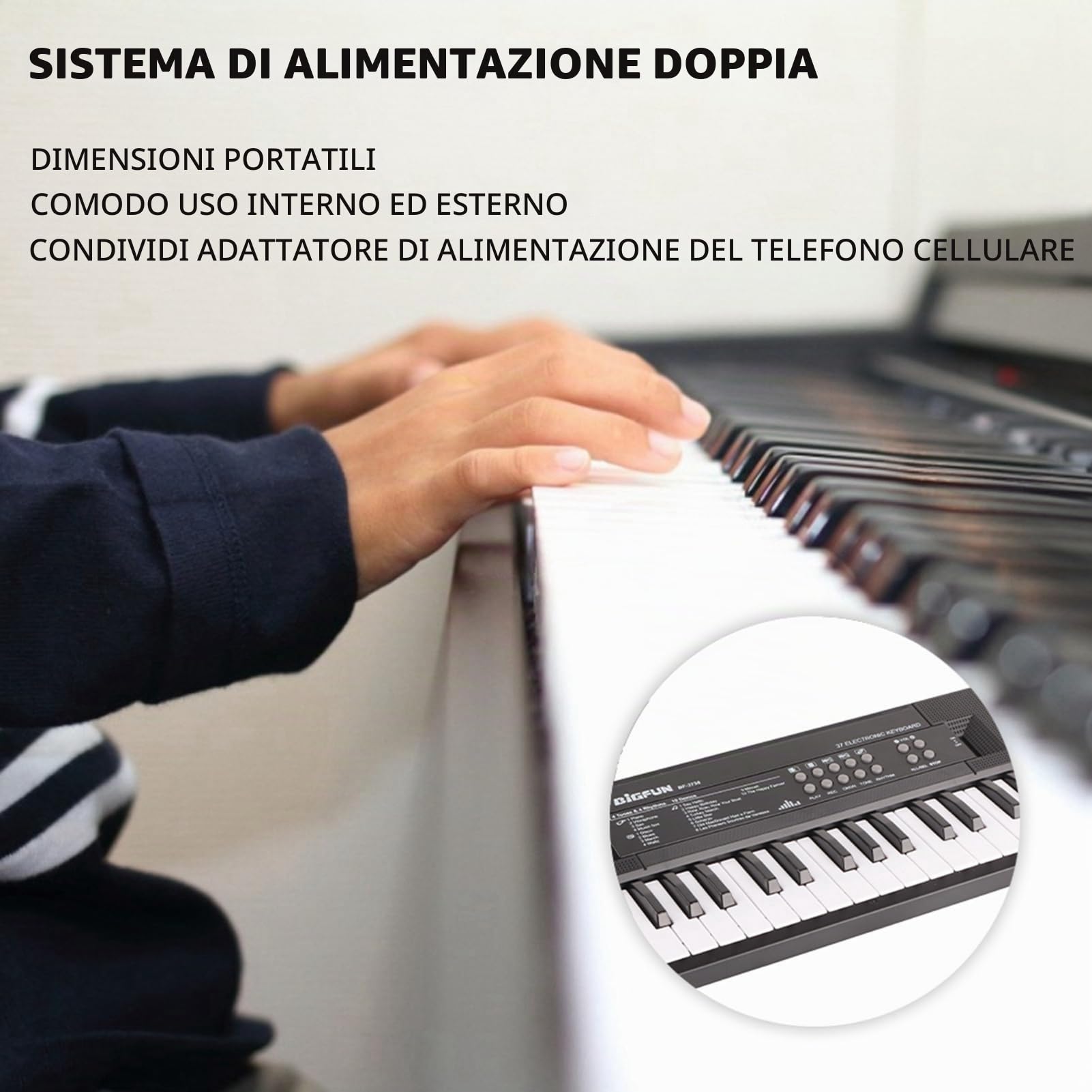 Tastiera elettronica, Tastiera musicale elettronica portatile a 37 tasti con registrazione microfono, per bambini, regalo, per divertimento