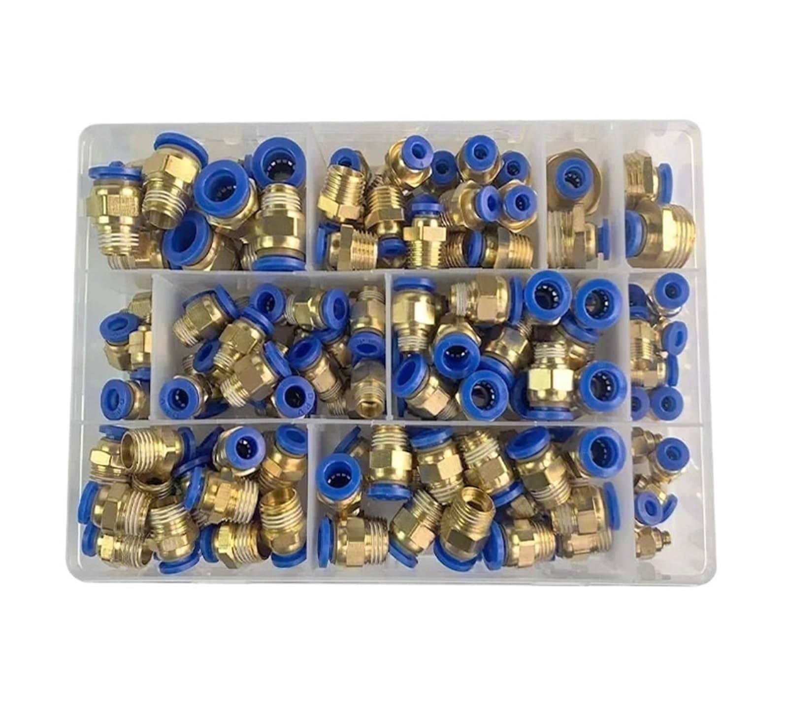 Raccords pneumatiques à insertion rapide série PC, for tuyaux et tubes de 4 mm, 6 mm, 8 mm, 10 mm et 12 mm (1/4", 1/8", 1/2").(A kit (134pcs))