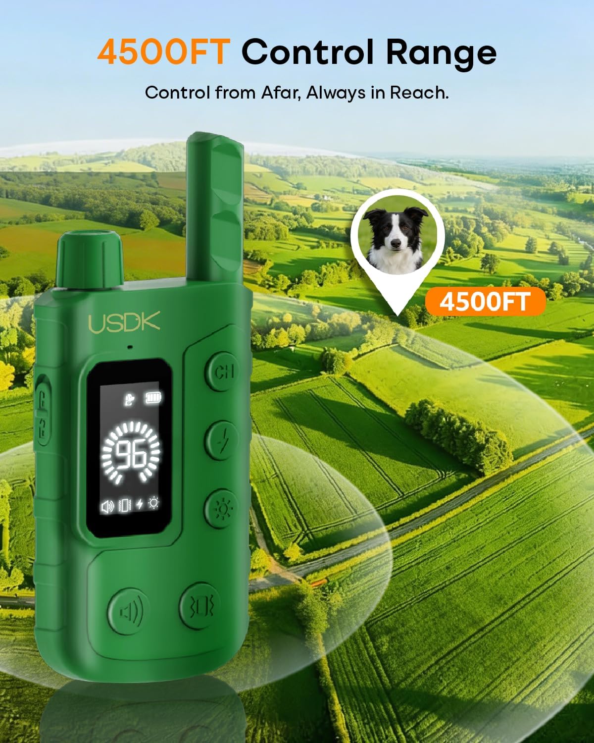 Shock Collar for Dogs with Safety Lock, Dog Bark Training E Collar with Remote Control 4500FT & IPX7 Waterproof with Locator Light, Beep Static Vibration for Small Puppy Large Dogs -Light Green