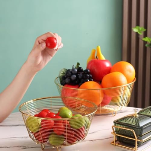 Miniatura 4 de Colador de oro de acero inoxidable, cesta de drenaje de fondo plano de frutas, colador de metal para alimentos de oro rosa para frutas y verduras
