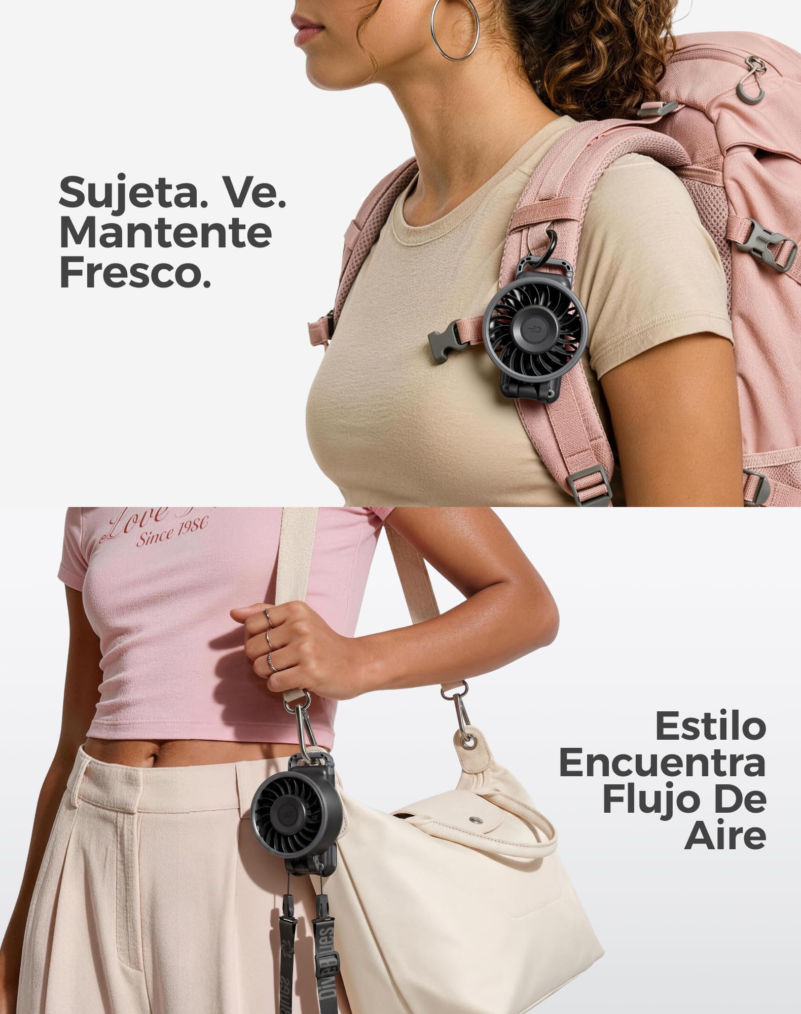 Diveblues - Ventilador Portátil de Mano Plegable con Batería - para Mano, Escritorio y Cuello - 100 Velocidades Ajustables y hasta 12h de Autonomía - Ideal para Viajar, Playa, Camping y Oficina
