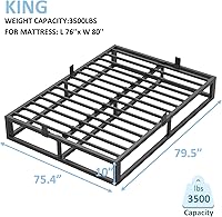 Vista 3 de 10 Inch King Bed Frame with Steel Slat Support, Low Profile King Metal Platform Bed Frame Support Mattress Foundation, No Box Spring Needed/Easy
