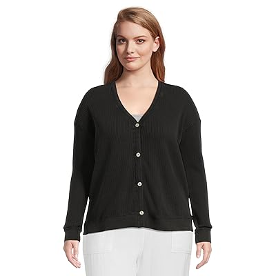 Mod o doc Long Sleeve Button Front Waffle Cardigan Women